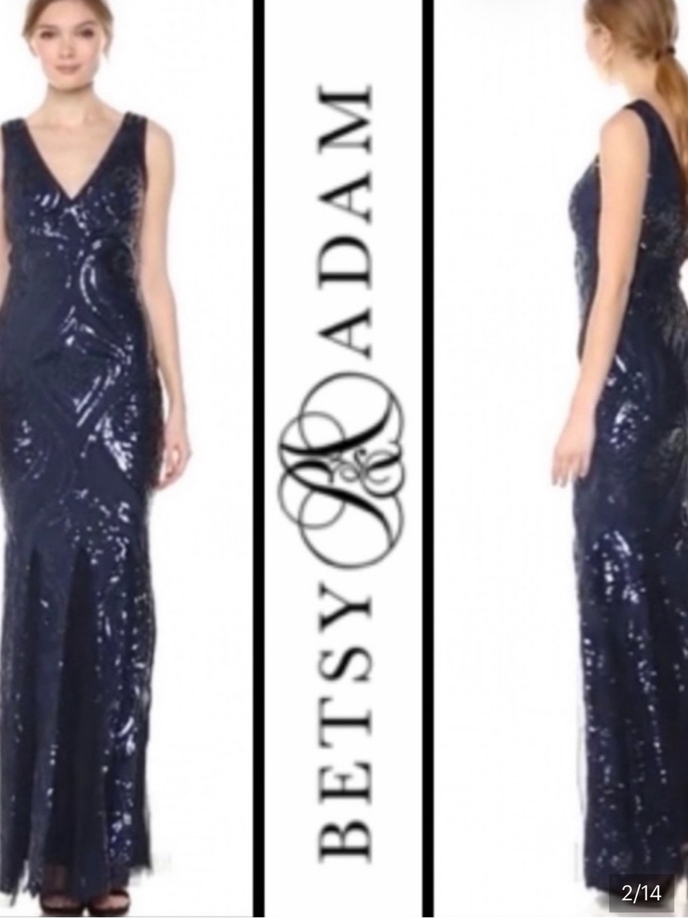 NWT Betsy & Adam Sequin Gown